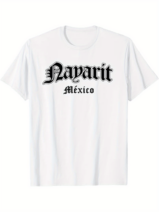 Men's Graphic T-Shirt Nayarit Mexico Classic Old English Lettering Cotton T Shirt