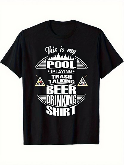 Men's Graphic T-Shirt This Is My Pool Playing Beer Drinking Shirt Featuring Billiard Balls And Triangle