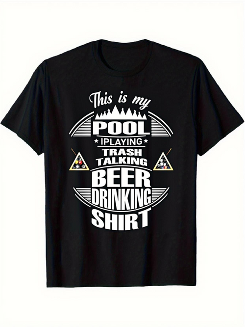 Men's Graphic T-Shirt This Is My Pool Playing Beer Drinking Shirt Featuring Billiard Balls And Triangle