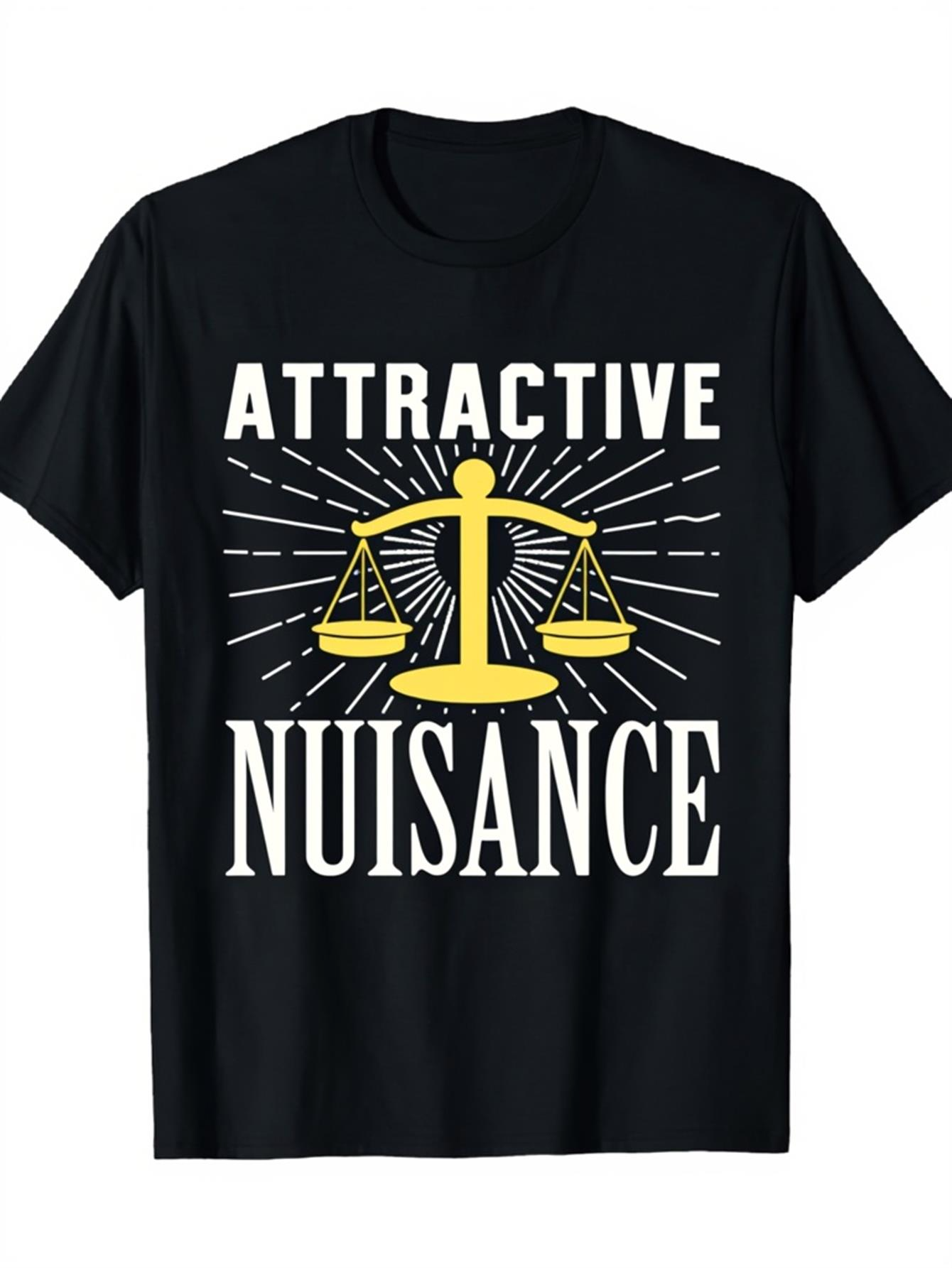 Men's Graphic T-Shirt Attractive Nuisance Golden Justice Scales With Radiating Light Rays