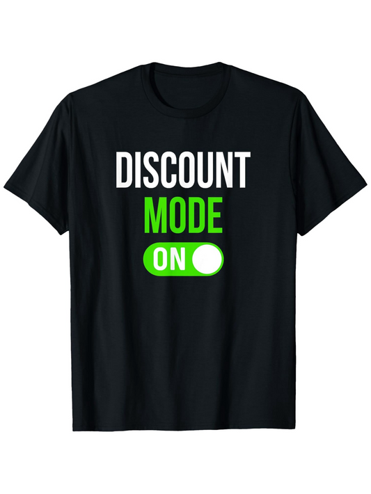 Men's Graphic T-Shirt Discount Mode On Glowing Neon Green Switch With Typography Text