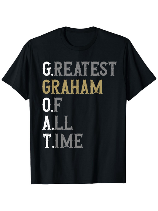 Men's Graphic T-Shirt Greatest Graham Of All Time Urban Typography Print Black T Shirt