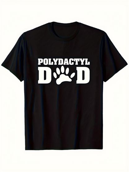 Men's Graphic T-Shirt Polydactyl Dad Bold White Letters With Paw Print Center