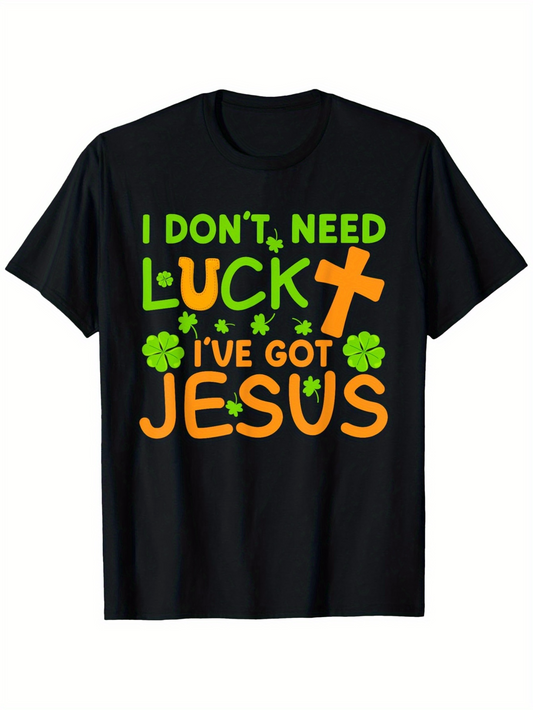 Men's Graphic T-Shirt Faith And Hope With Shamrock Cross Jesus