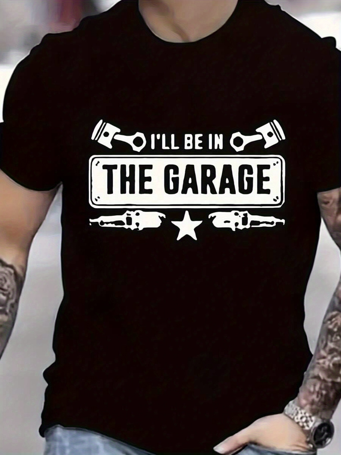 Men's Graphic T-Shirt Ill Be In The Garage With Tools And Classic Car Parts