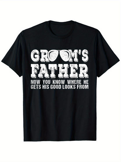 Men's Graphic T-Shirt Grooms Father Retro Sunglasses With Bold White Lettering T Shirt