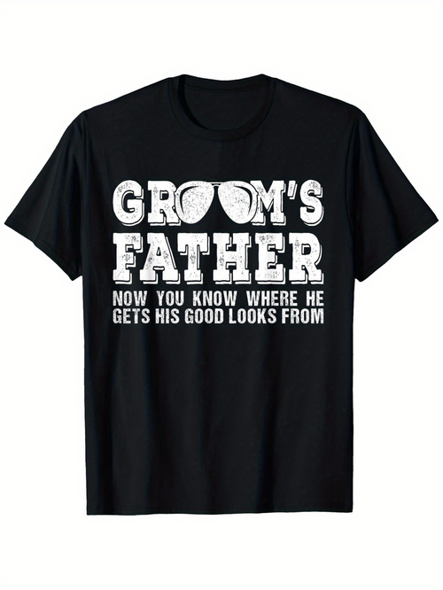 Men's Graphic T-Shirt Grooms Father Retro Sunglasses With Bold White Lettering T Shirt