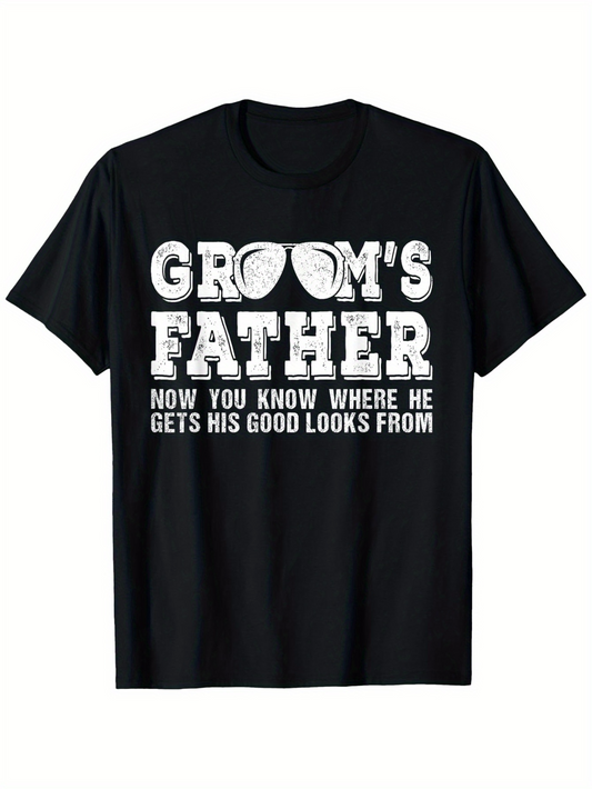 Men's Graphic T-Shirt Grooms Father Retro Sunglasses With Bold White Lettering T Shirt