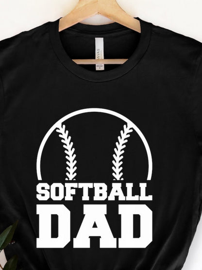 Men's Graphic T-Shirt Softball Dad Bold Lettering With Outlined Sport Ball Graphic