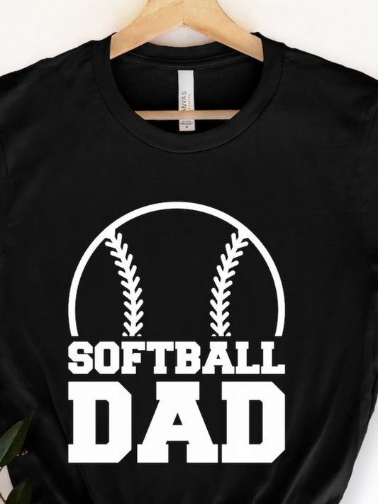 Men's Graphic T-Shirt Softball Dad Bold Lettering With Outlined Sport Ball Graphic