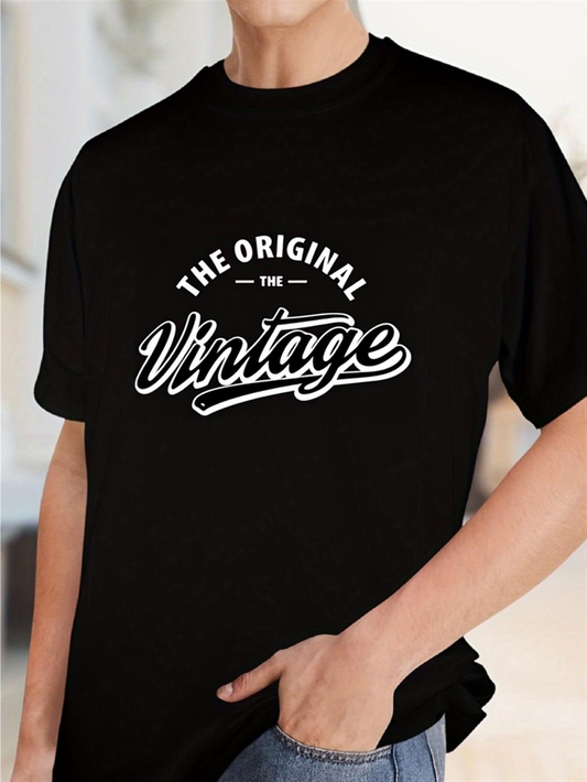 Men's Graphic T-Shirt The Original Words In Script Typeface With Retro Black Tee Vintage