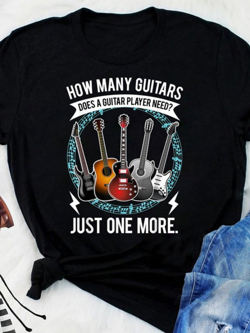 Men's Graphic T-Shirt How Many Guitars Surrounded By Musical Notes And Colorful Electric Guitars