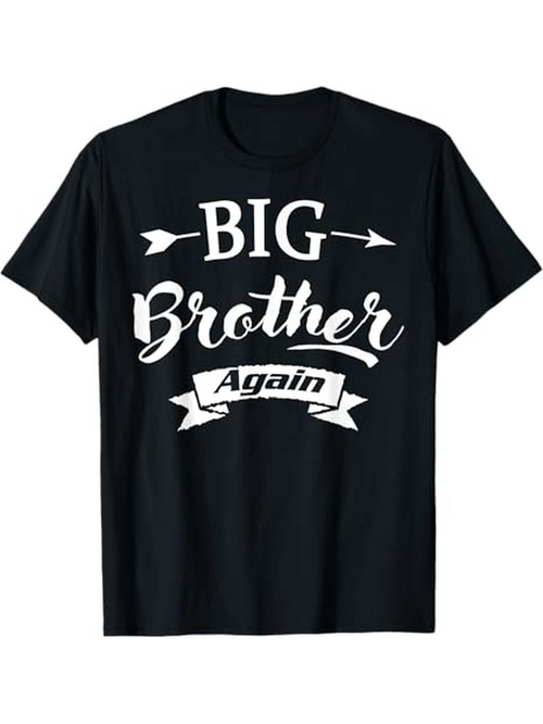 Men's Graphic T-Shirt Big Brother Again With Decorative Arrows And Ribbon Banner Font Typography