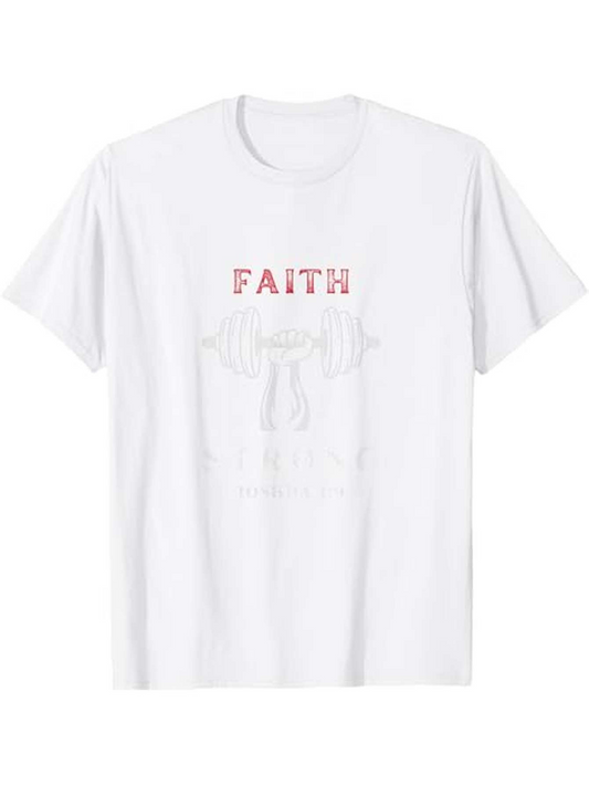Men's Graphic T-Shirt Faith Hand Drawn Dumbbells Surrounded By Inspirational Text T Shirt