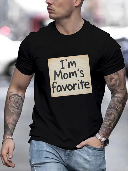 Men's Graphic T-Shirt Im Moms Favorite Handwritten Lettering On Plain Black Shirt