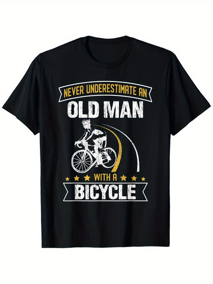 Men's Graphic T-Shirt Never Underestimate An Old Man Racing With A Bicycle Under Stars