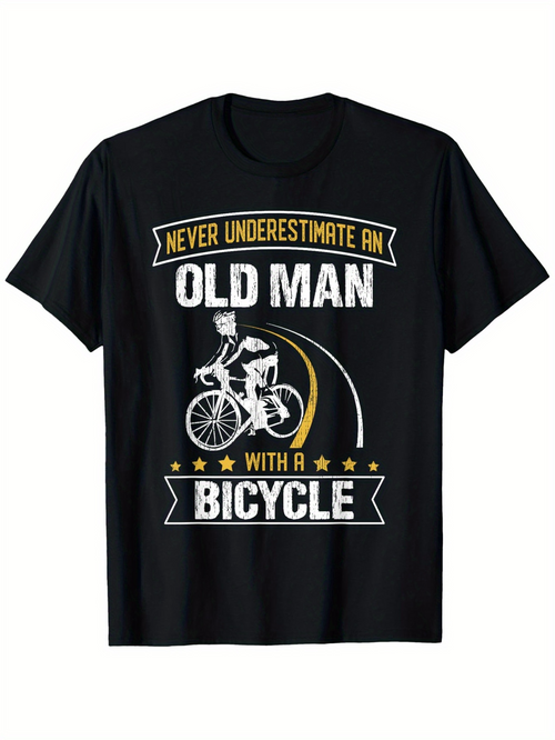 Men's Graphic T-Shirt Never Underestimate An Old Man Racing With A Bicycle Under Stars