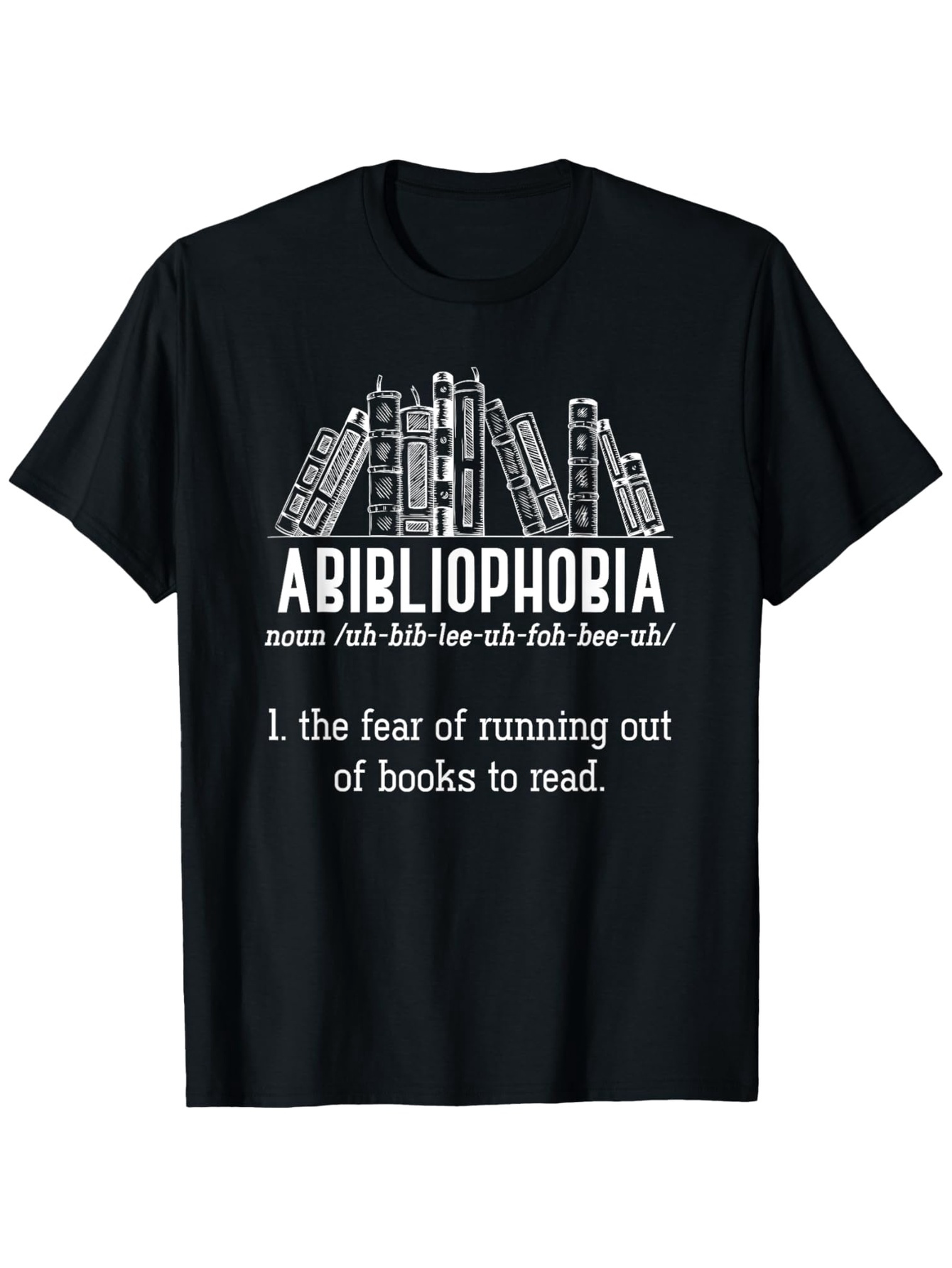 Men's Graphic T-Shirt Abibliophobia Meaning Books And Reading Definition Black Tee