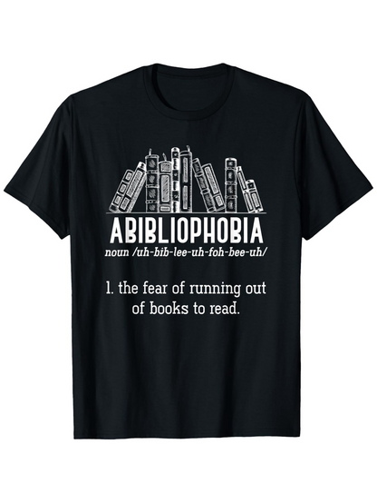Men's Graphic T-Shirt Abibliophobia Meaning Books And Reading Definition Black Tee