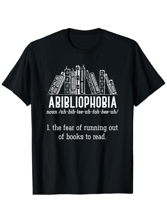 Men's Graphic T-Shirt Abibliophobia Meaning Books And Reading Definition Black Tee