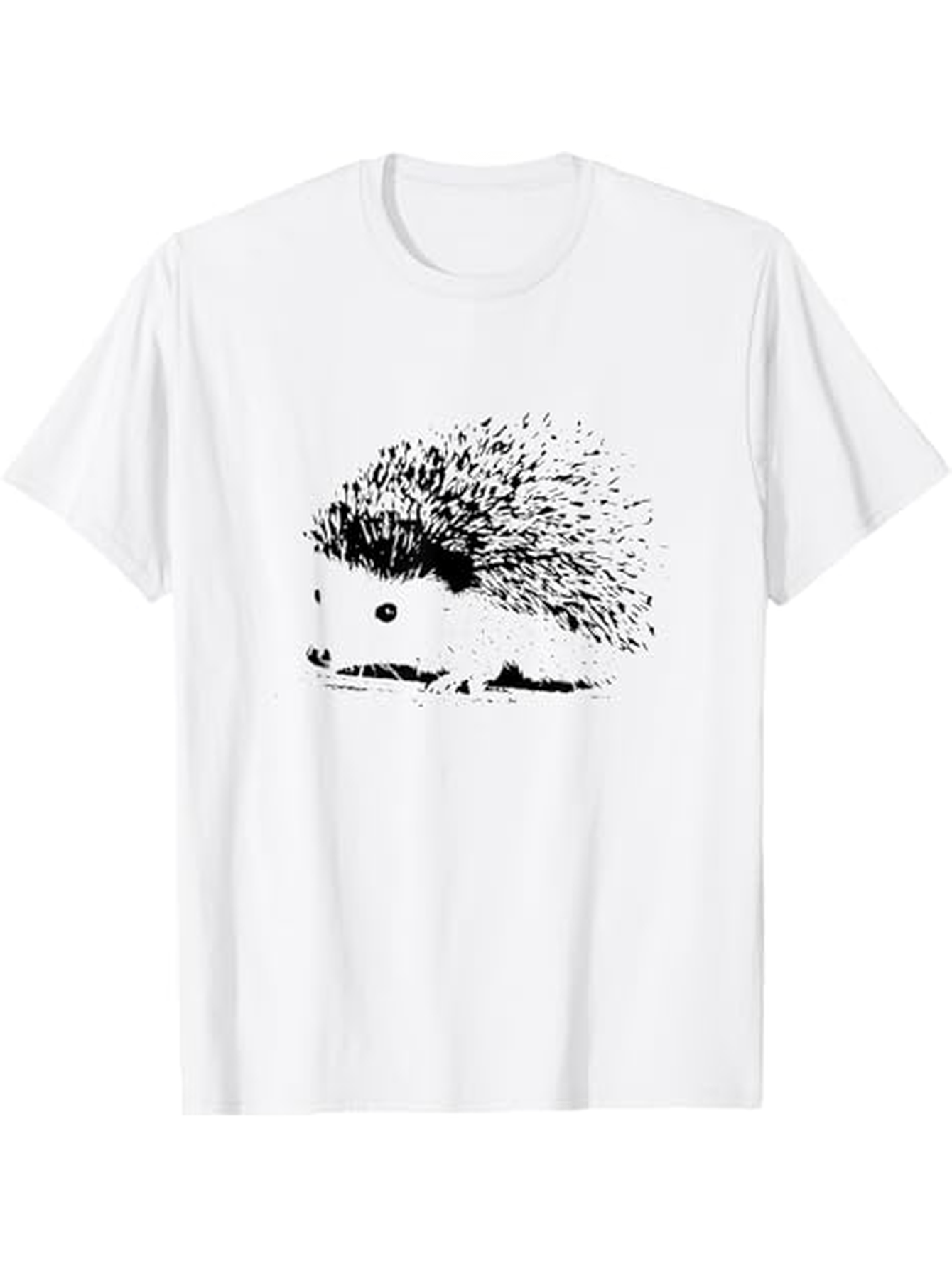 Men's Graphic T-Shirt Delicate Ink Illustration With Shadow Under Soft Fur Hedgehog