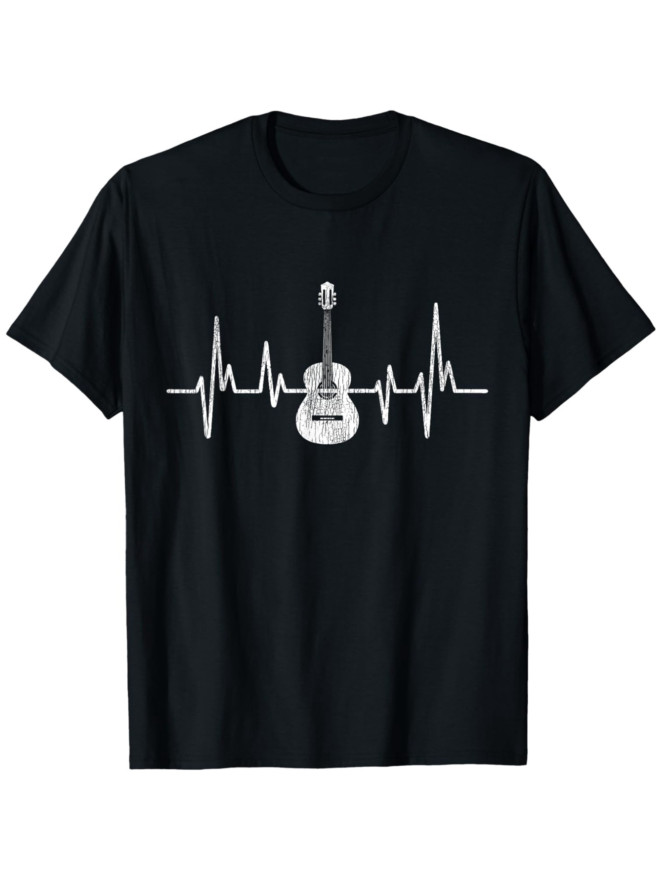 Men's Graphic T-Shirt Heartbeat Rhythm With Stylized Line Art Centered Guitar