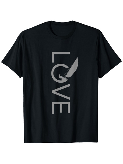 Men's Graphic T-Shirt Vertical Love Typography With Feather Graphic On Black T Shirt