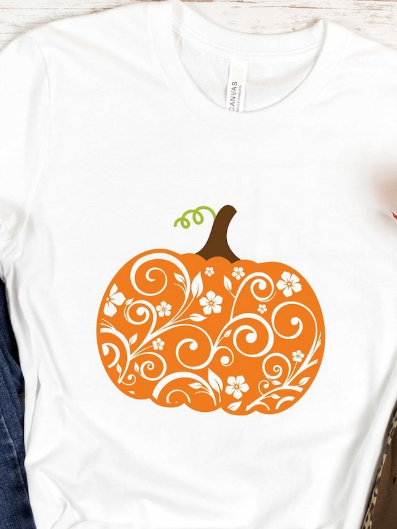 Men's Graphic T-Shirt Whimsical Autumn Swirl Patterns With Delicate Blossoms Pumpkin