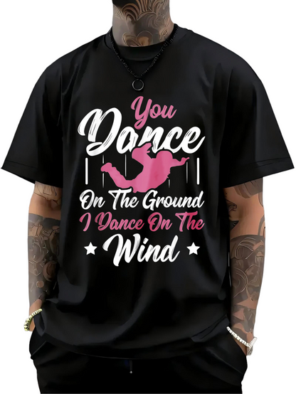 Men's Graphic T-Shirt You Dance With Pink Silhouette Among Floating White Stars Wind