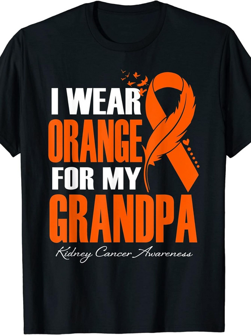Men's Graphic T-Shirt I Wear Orange For My Grandpa Awareness Ribbon Black Tee