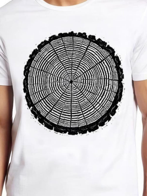 Men's Graphic T-Shirt Detailed Concentric Rings And Rough Edges Rustic Tree Trunk