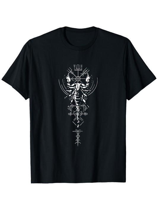 Men's Graphic T-Shirt Intricate Abstract Linework With Geometric Shapes And Symmetrical Animal Design