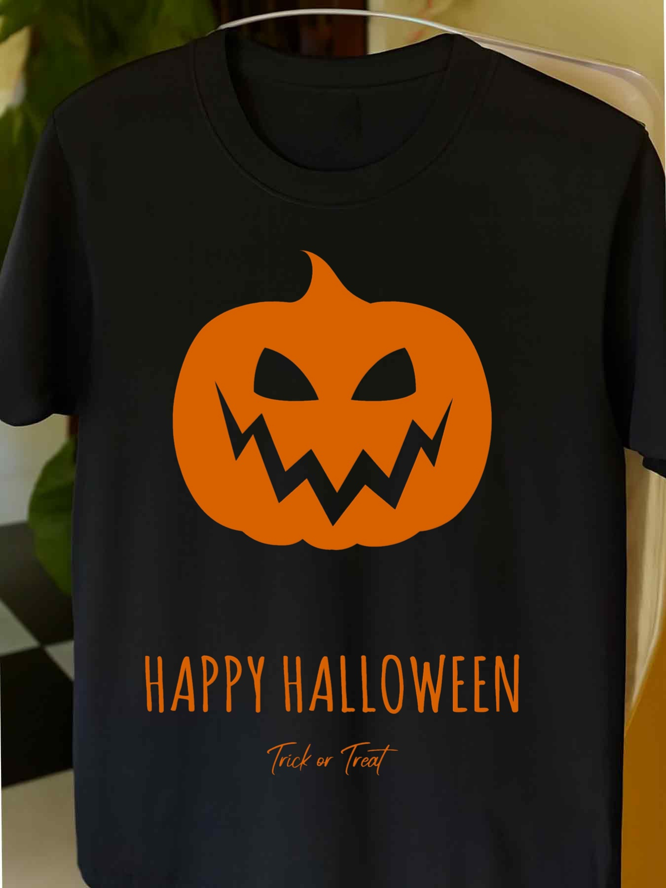 Men's Graphic T-Shirt Happy Halloween Orange Pumpkin Face With Spooky Eyes And Teeth Jackolantern