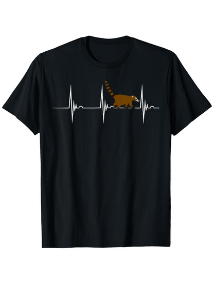 Men's Graphic T-Shirt Heartbeat Rhythm Line With Walking Cartoon Coati Illustration