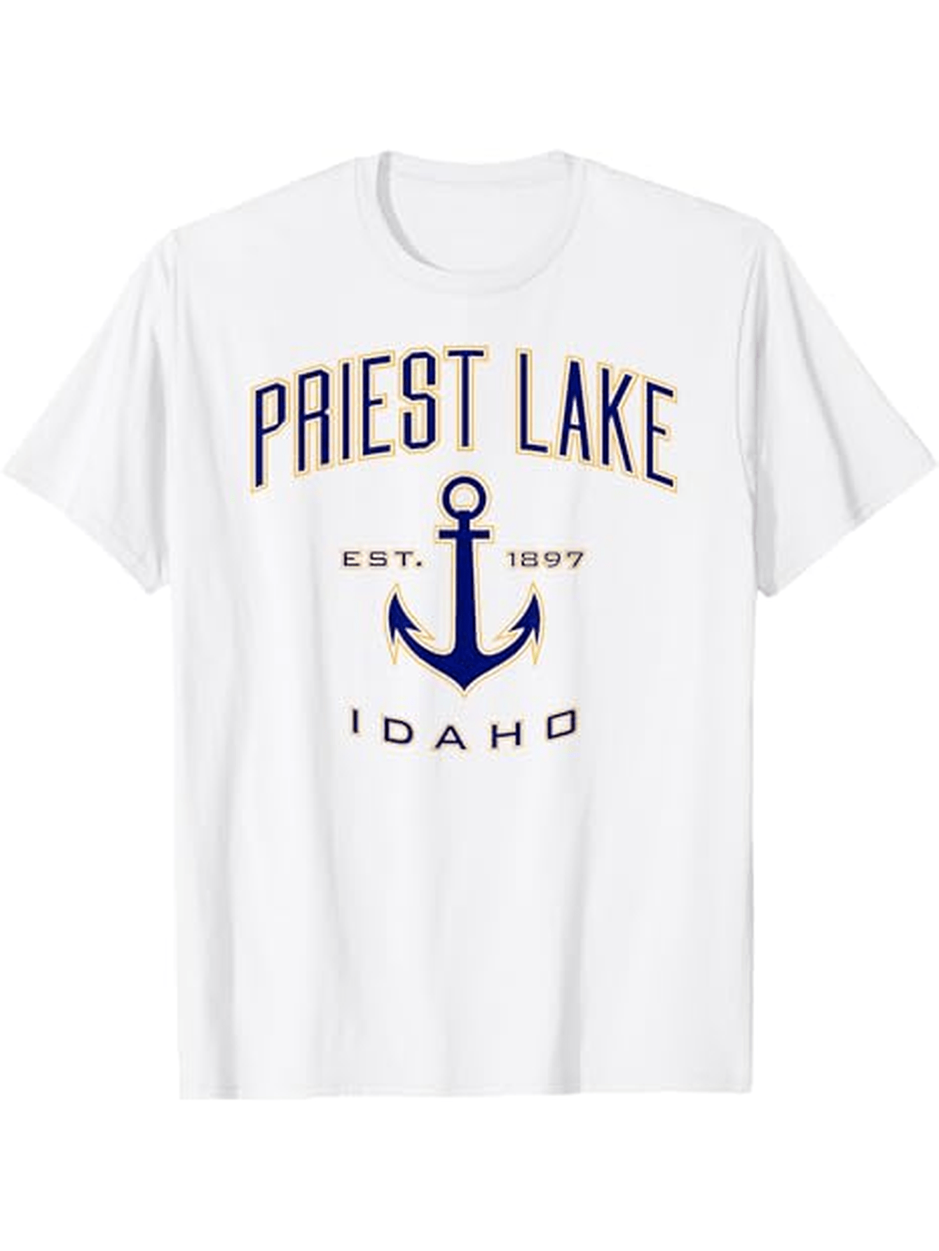 Men's Graphic T-Shirt Priest Lake Idaho Nautical Navy Anchor And Vintage Emblem Shirt
