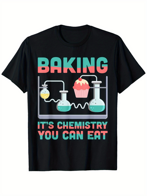 Men's Graphic T-Shirt Baking Chemistry Equipment With Cupcake And Colorful Liquid