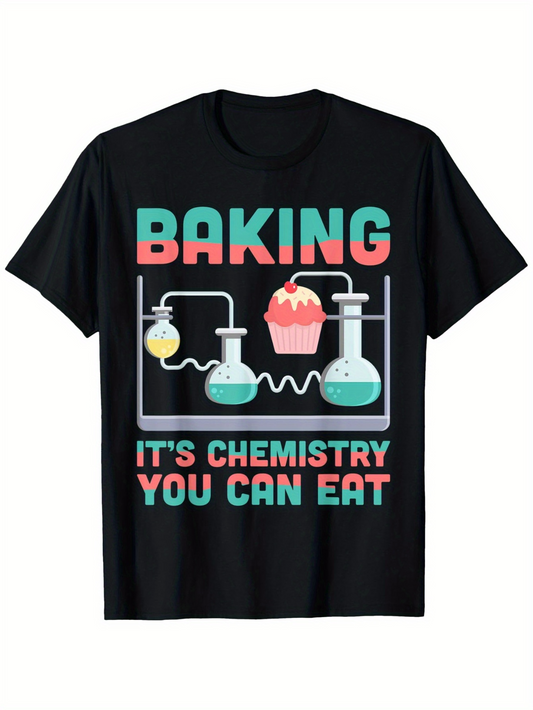 Men's Graphic T-Shirt Baking Chemistry Equipment With Cupcake And Colorful Liquid
