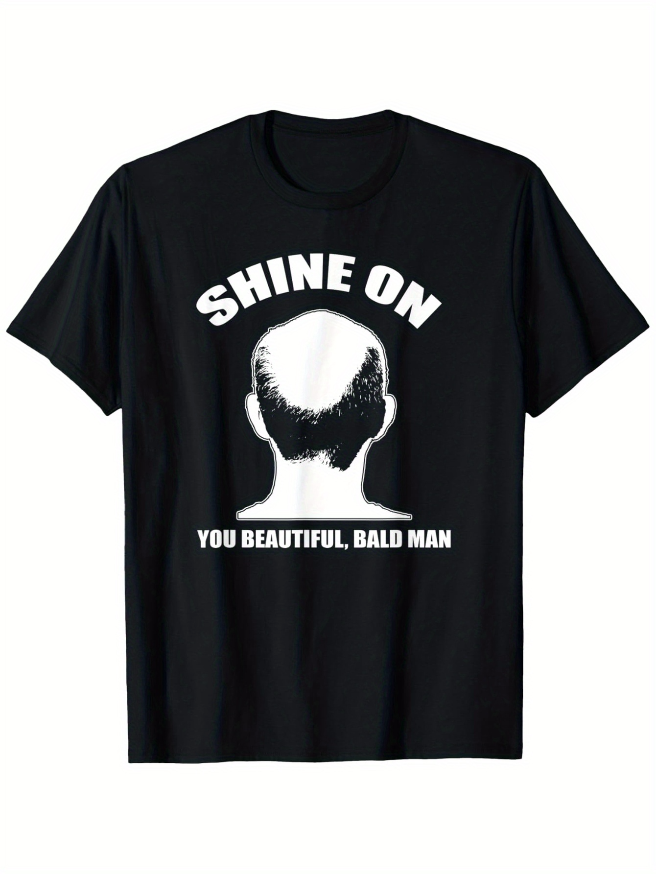Men's Graphic T-Shirt Shine On With Graphic Design Bald Head Silhouette