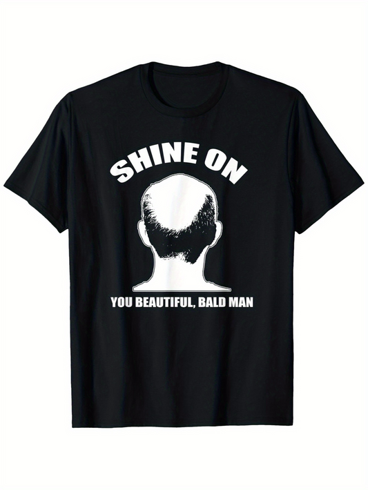 Men's Graphic T-Shirt Shine On With Graphic Design Bald Head Silhouette