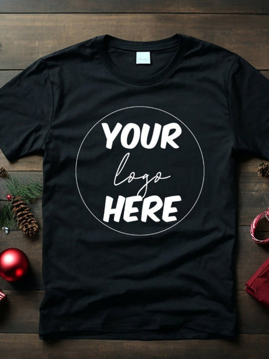 Men's Graphic T-Shirt Your Logo Here Simple Modern White Circle Typography T Shirt