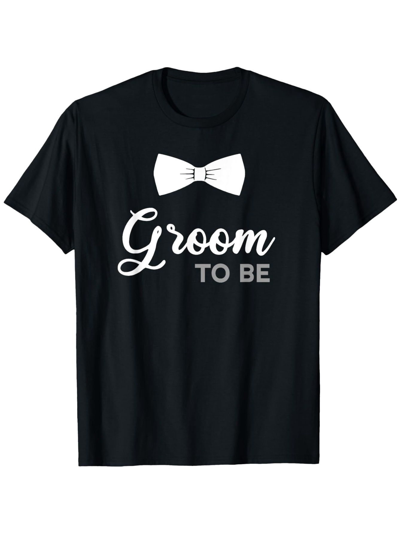Men's Graphic T-Shirt Groom To Be White Bow Tie On Classic Black Cotton T Shirt