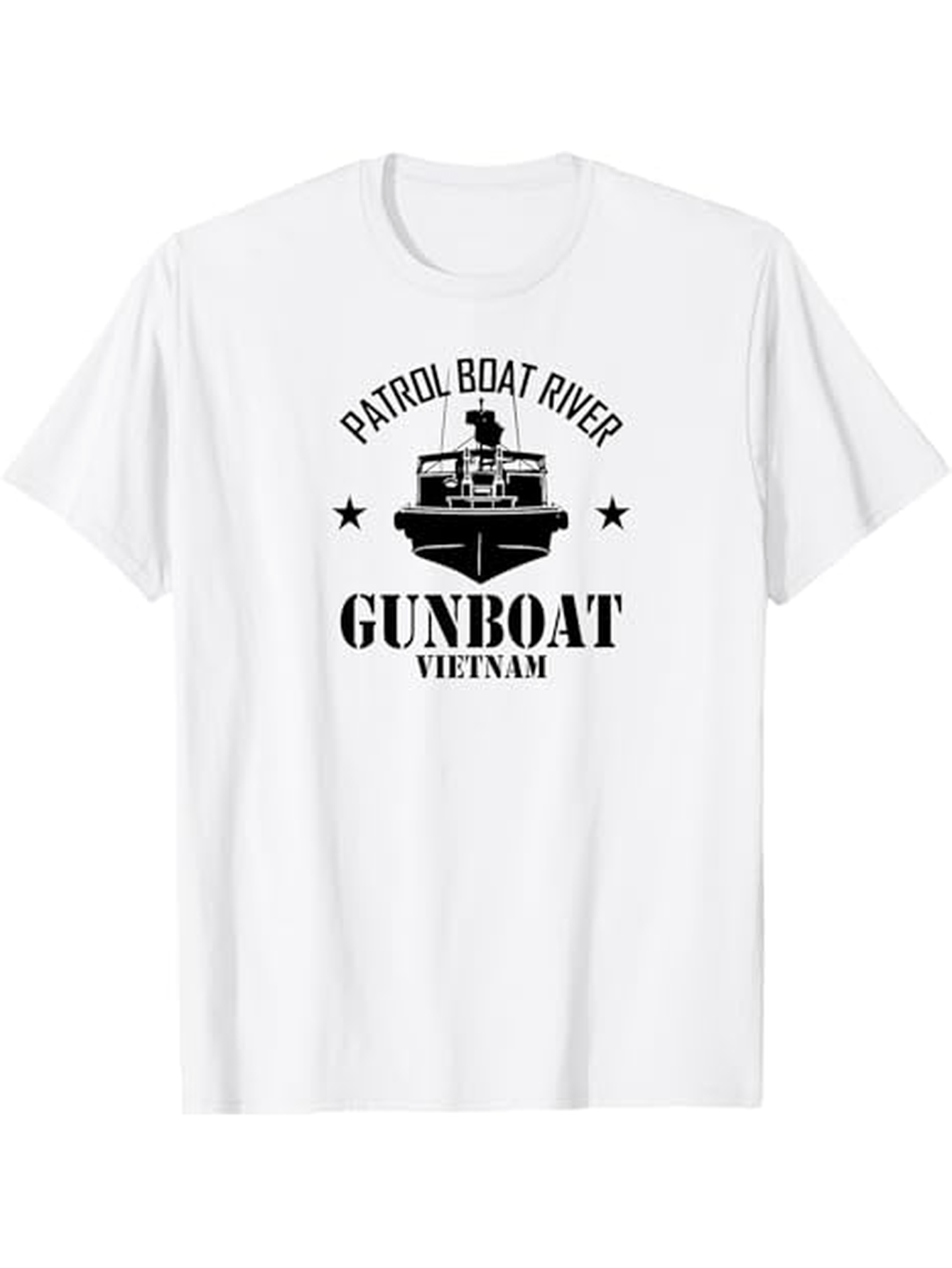 Men's Graphic T-Shirt Patrol Boat River Black Stars With Retro Military Gunboat