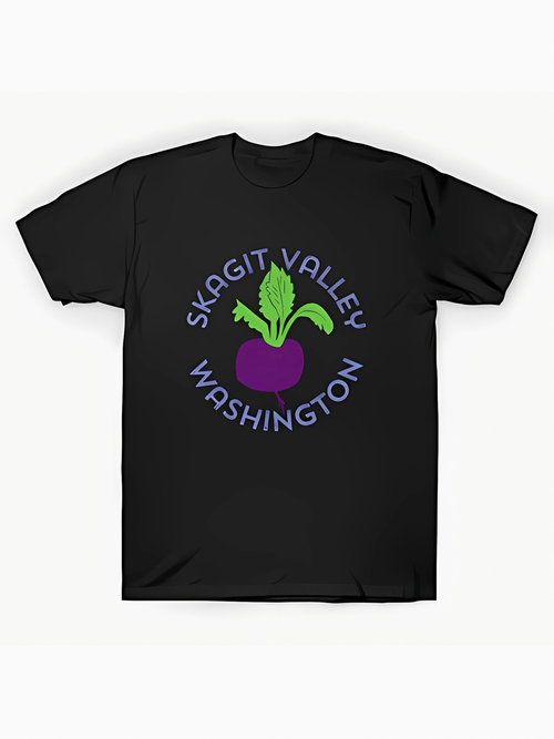 Men's Graphic T-Shirt Skagit Valley Washington With Vibrant Leaves Root Vegetable Illustration