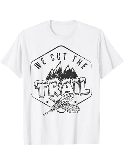 Men's Graphic T-Shirt We Cut The Trail Mountain Adventure Canoe Paddles Under Peaks