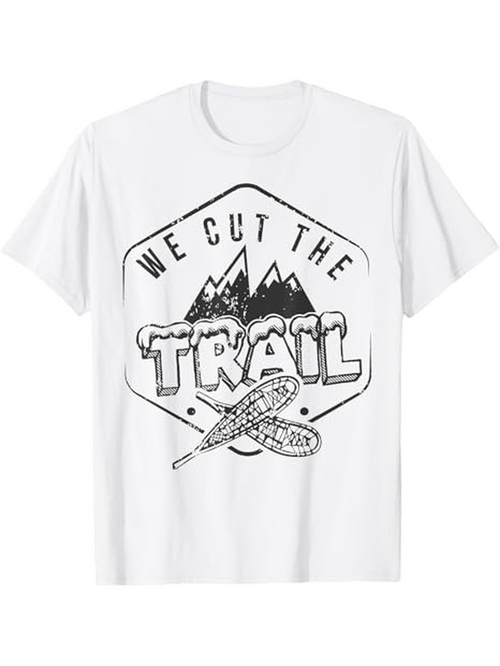 Men's Graphic T-Shirt We Cut The Trail Mountain Adventure Canoe Paddles Under Peaks