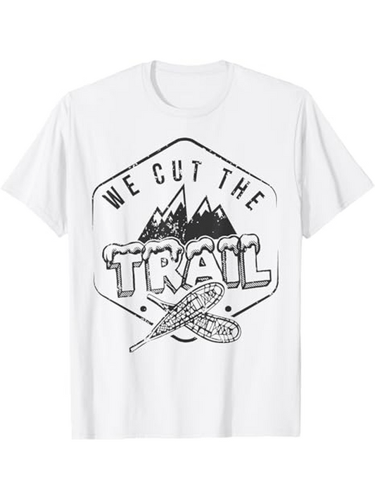 Men's Graphic T-Shirt We Cut The Trail Mountain Adventure Canoe Paddles Under Peaks