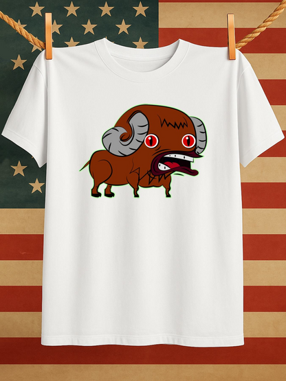 Men's Graphic T-Shirt Cartoon Style Angry Expression With Red Eyes Ram