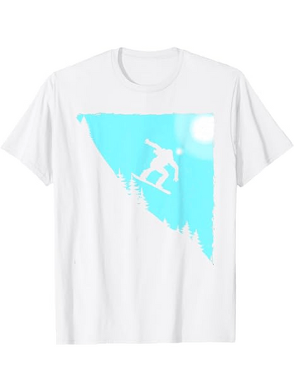 Men's Graphic T-Shirt Bright Sky With Sunlit Forest And Snowboarder Among Trees