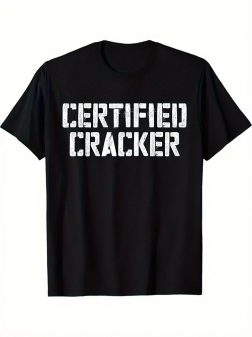 Men's Graphic T-Shirt Certified Cracker Bold White Letters Military Style Message