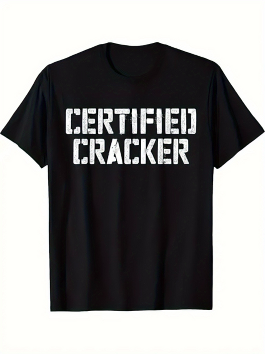 Men's Graphic T-Shirt Certified Cracker Bold White Letters Military Style Message